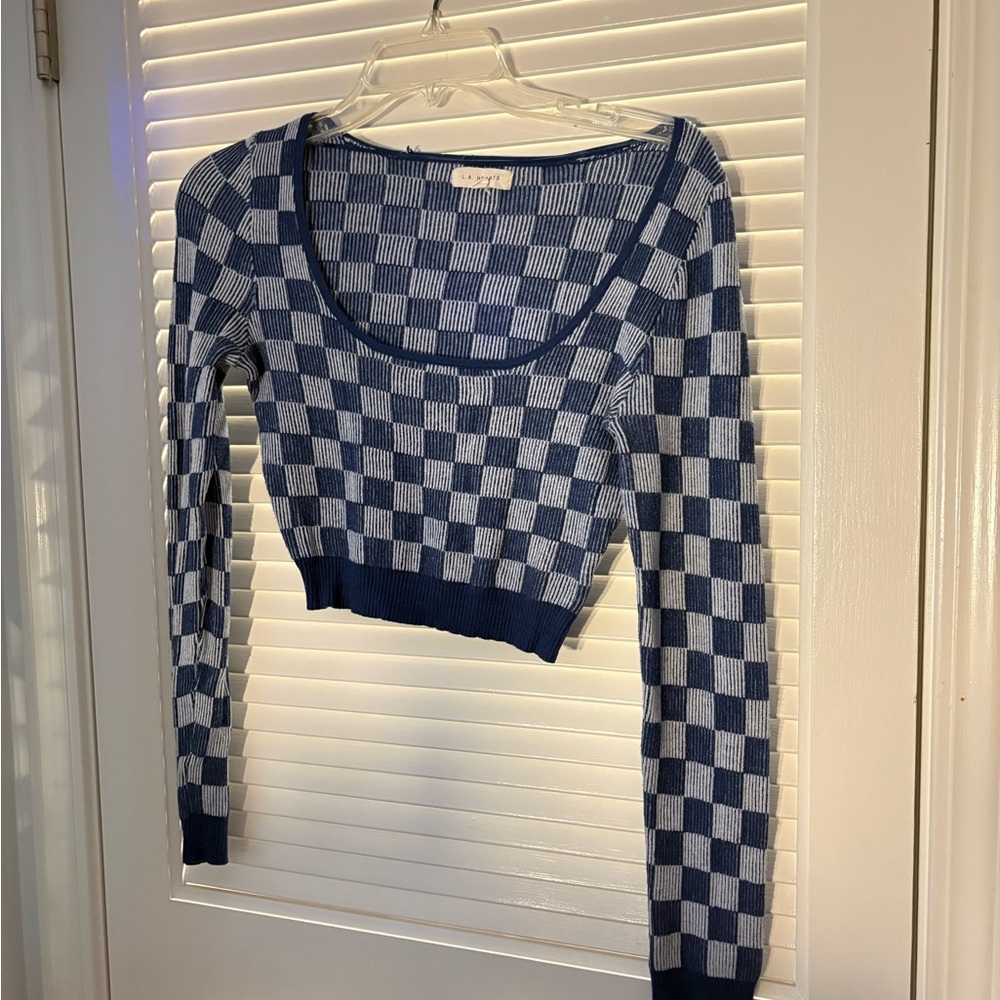 La Hearts Striped Blue and White Sweater